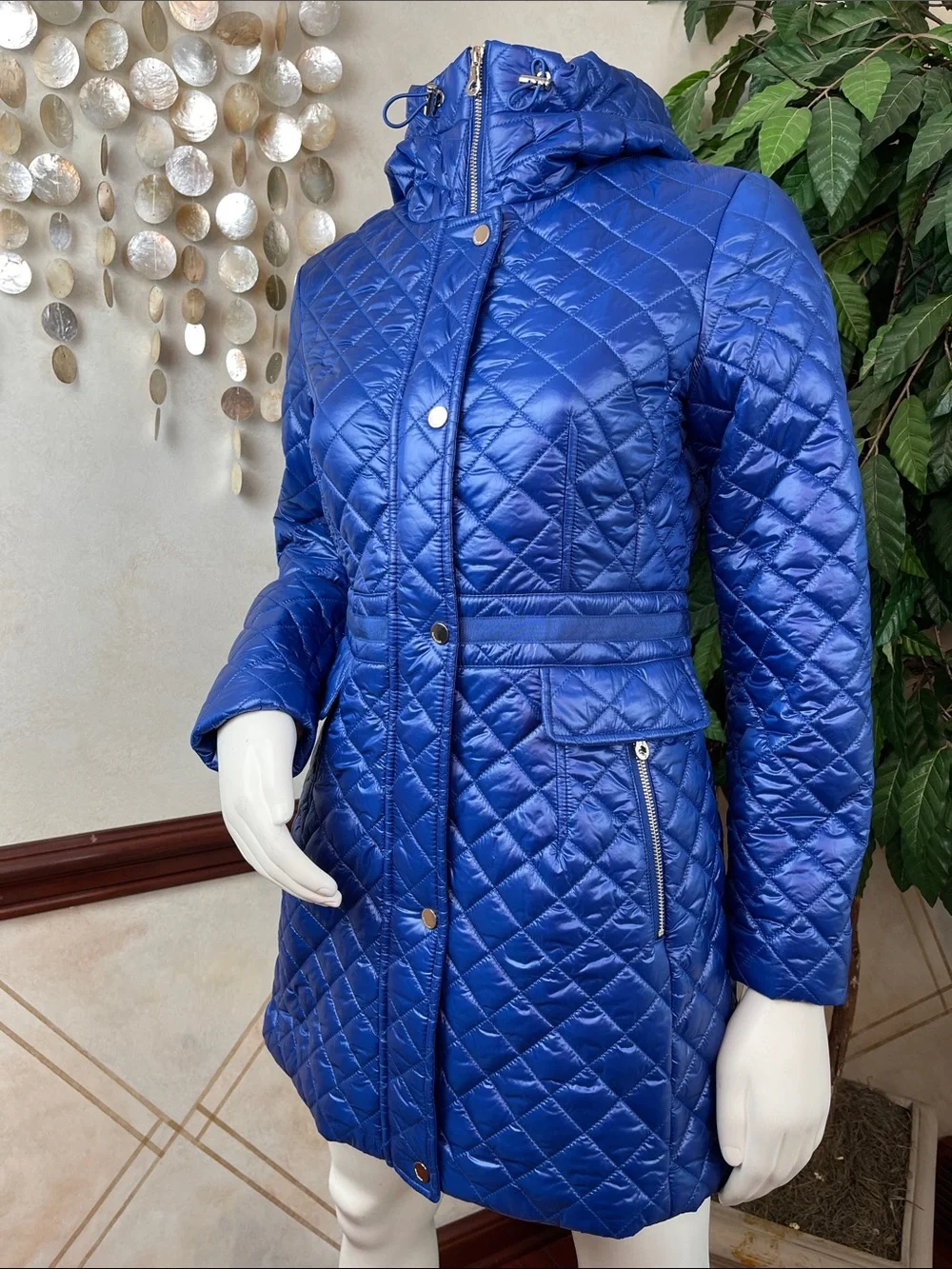 KATE SPADE LAPIS BLUE QUILTED HOODED JACKET